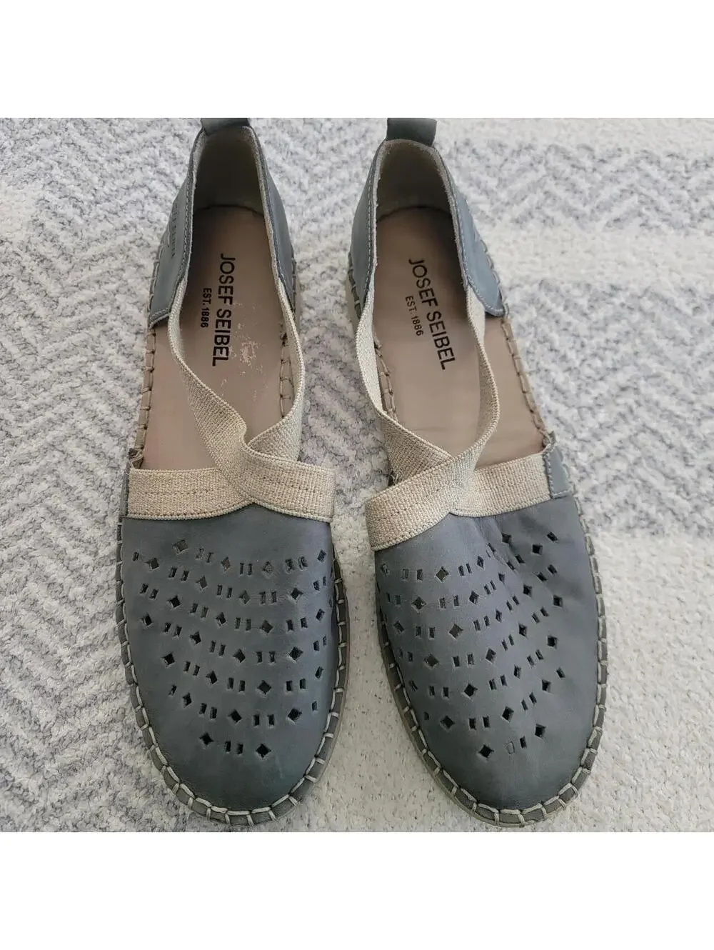 Josef Seibel gray leather espadrille flats